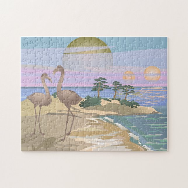 PARADISE BEACH PELICANS ISLAND JIGSAW PUZZLE (Horizontal)