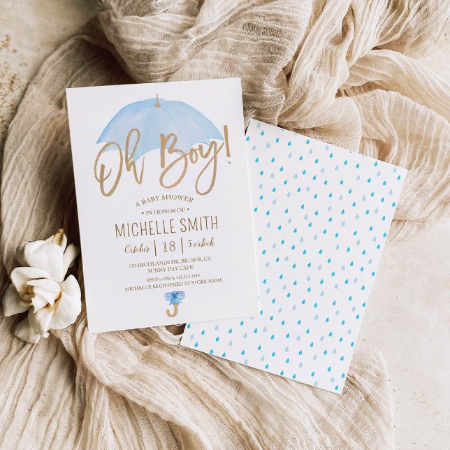 Paraguas azules del amor rocian invitación de Baby (Subido por el creador)