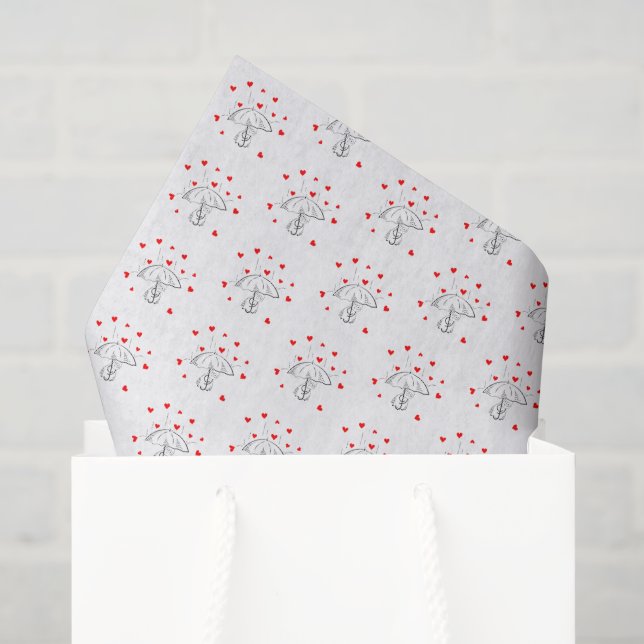 Paraguas de corazones de papel de seda del día de  (Bolsa de regalo)
