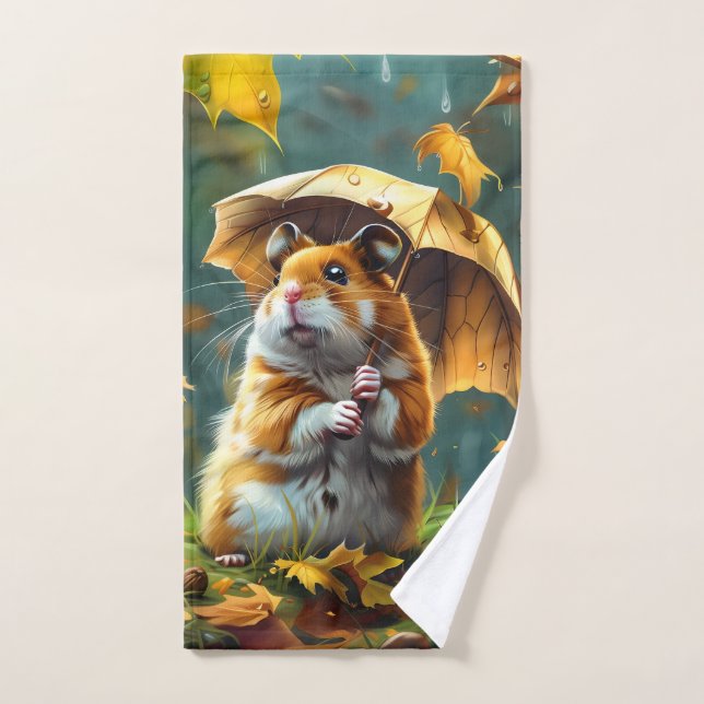 Paraguas de Hamster y Leaf (Toalla de mano)