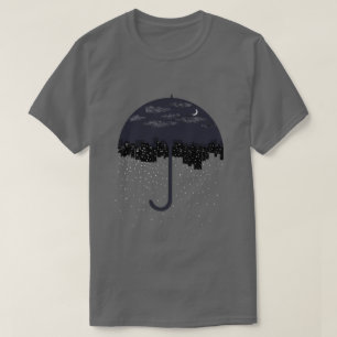 Paraguas iluminan camiseta de arte de lluvia