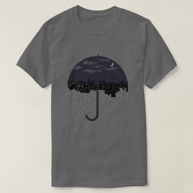 Paraguas iluminan camiseta de arte de lluvia (Diseño del anverso)