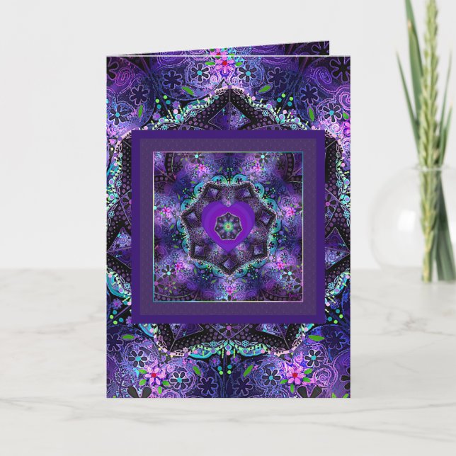 Paraguas morados y corazones .7 tarjeta de cumplea (Anverso)