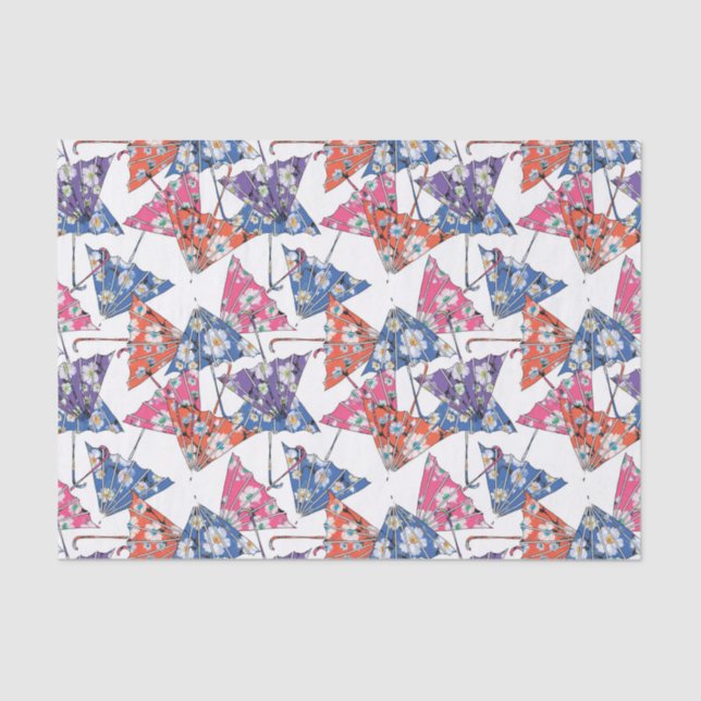 Paraguas multicolores Papel de tejidos (Anverso)