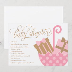 Paraguas rosado Invitación de Baby Shower