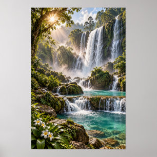 Paraíso de Cascada Tropical Arte de Pared de Jungl