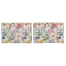 Paraíso de flores en fundas de parejas blancas par