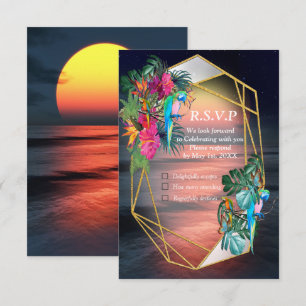 Paraíso de flores tropicales en la tarjeta RSVP Su
