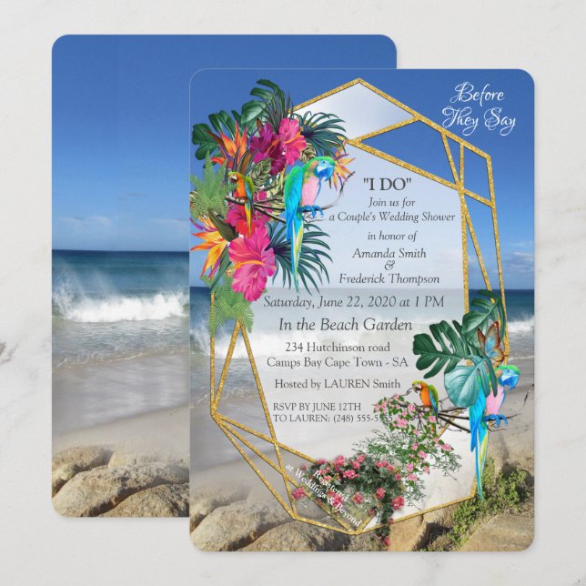 Paraíso de la Flora Tropical en la invitación al a (Anverso / Reverso)