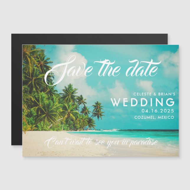 Paraíso Destino México Boda Salvar la Fecha (Anverso/Reverso)