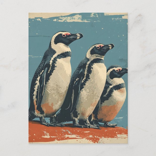 Paraíso pingüino: postal vintage (Anverso)