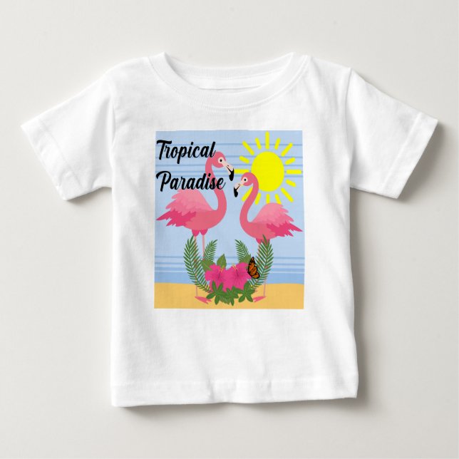 Paraíso Tropical Flamingo Rosa - Bebé Fino Jersey (Anverso)
