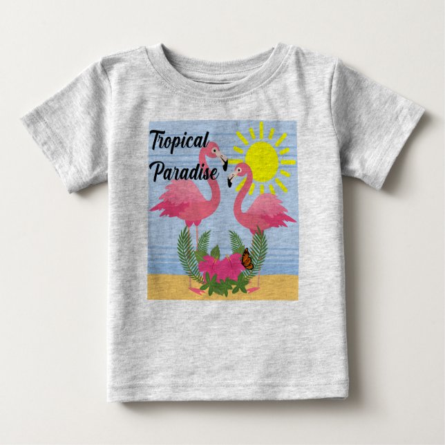 Paraíso Tropical Flamingo Rosa - Bebé Fino Jersey (Anverso)