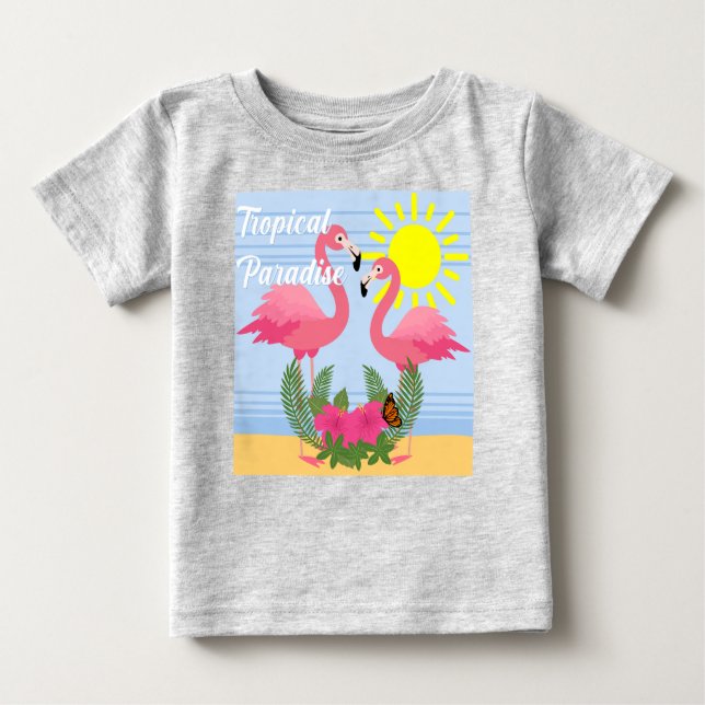 Paraíso Tropical Flamingo Rosa - Bebé Fino Jersey (Anverso)