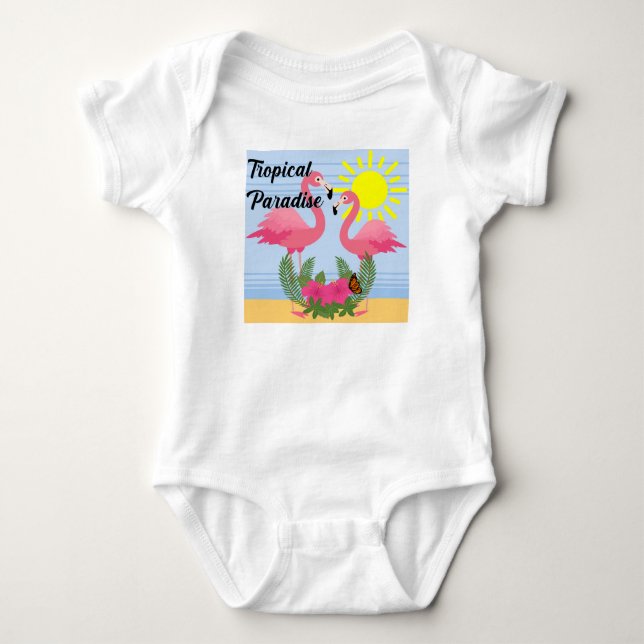 Paraíso tropical Flamingo rosa - Cuerpo de Jersey  (Anverso)