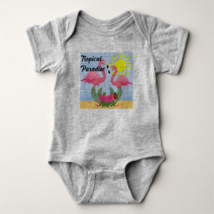 Paraíso tropical Flamingo rosa - Cuerpo de Jersey 
