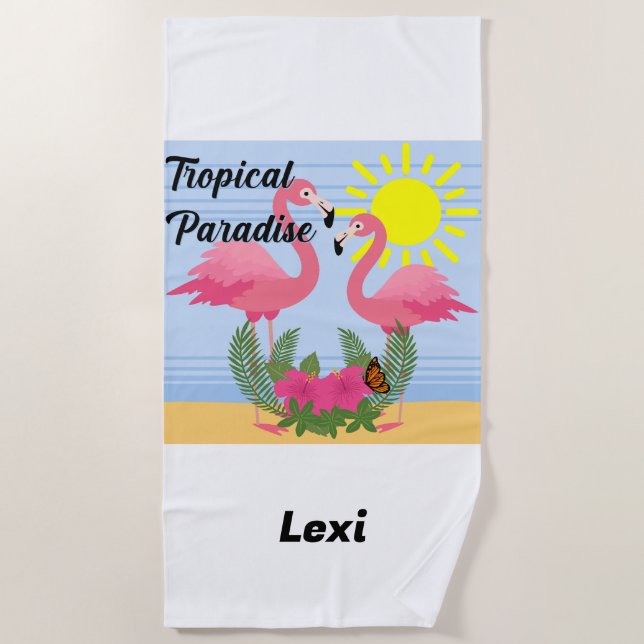 Paraíso tropical Flamingo rosa - toalla de playa (Anverso)