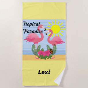 Paraíso tropical Flamingo rosa - toalla de playa