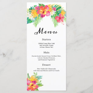 Paraíso tropical Foliage Boda Menú de recepción
