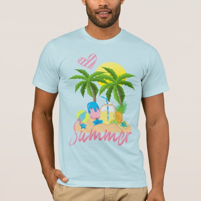 Paraíso tropical Verano Amor Playa Camiseta mascul (Anverso)
