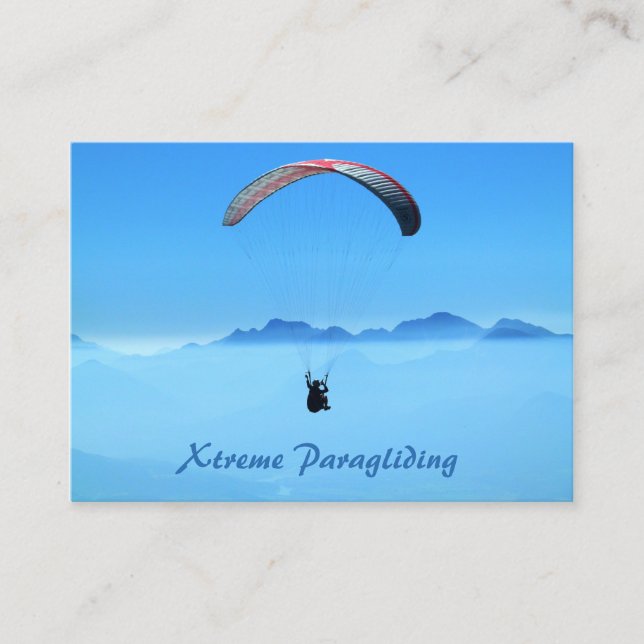 Parapente con cielo azul - Tarjeta de visita (Anverso)