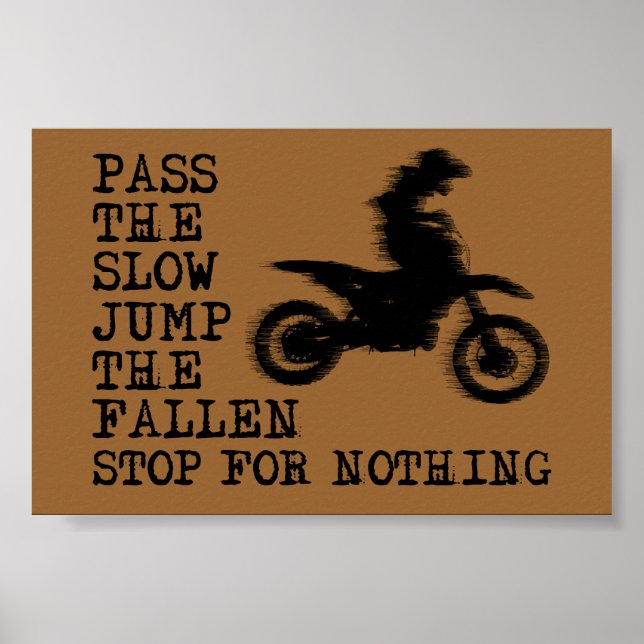 Parar Por Nada Moto Cross Poster Señal (Frente)