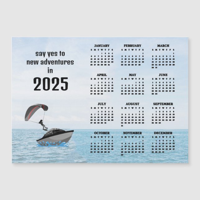 Parasailing Design 2025 Calendar Magnetic Card (Anverso)