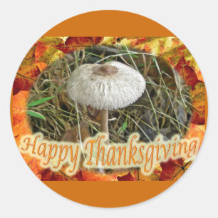 Parasol Mushroom Feliz Pegatina de Acción de Graci