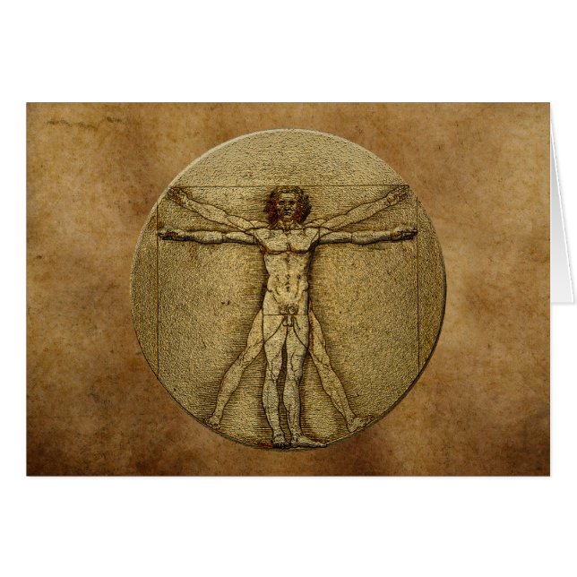 Parche antiguo y hombre vitruviano por tarjeta Da  (Anverso (Horizontal))