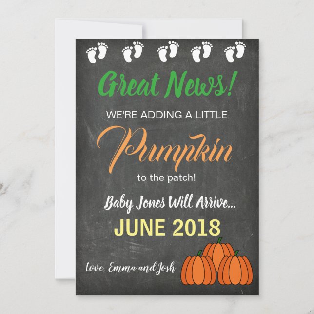 Parche de Calabaza Caída Invitación de Embarazo In (Anverso)