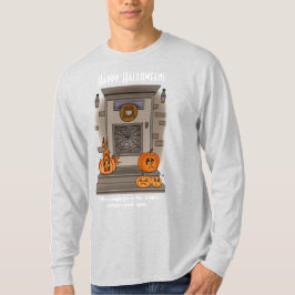 Parche de calabaza Camiseta de manga negra masculi