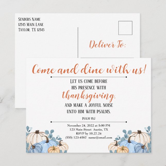 Parche de calabaza de guiones de la invitación de  (Anverso / Reverso)