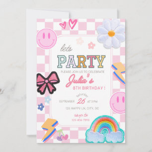 Parche de Varsity Leve Invitación al Cumpleaños de