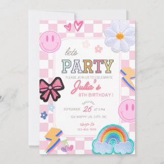 Parche de Varsity Leve Invitación al Cumpleaños de