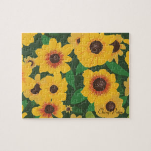 Parche del rompecabezas de pintura de girasoles am