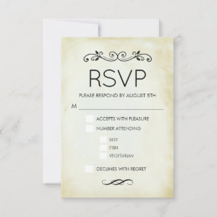 Parche Faux Vintage Simple Elegant Wedding RSVP