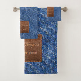 Parche moderno de cuero textil de denim azul oscur