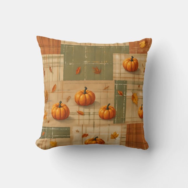 Parche Rustic Plaid | Cojín decorativo de otoño de (Anverso)