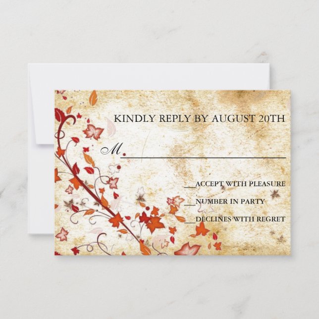 Parchment Swirls Maple Deja Vintage Fall RSVP (Anverso)