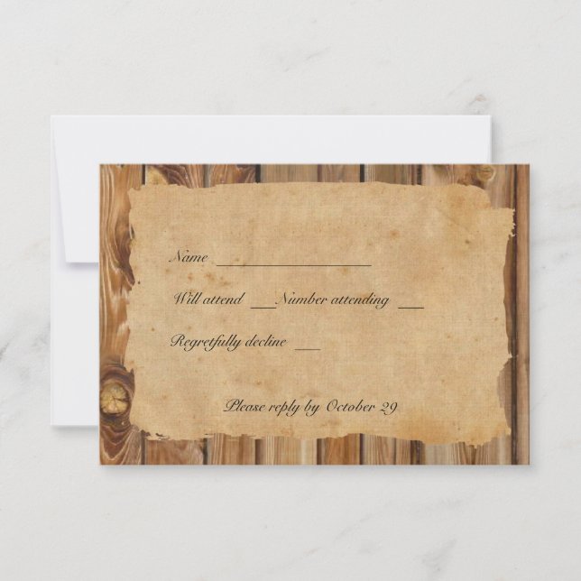 Parchment Wood Heart rsvp con sobres (Anverso)