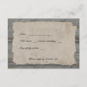 Parchment Wood Rustic Country rsvp con sobres