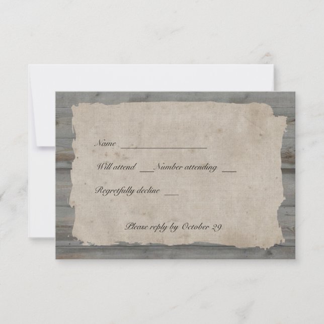 Parchment Wood Rustic Country rsvp con sobres (Anverso)