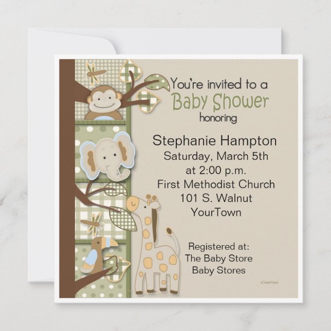 Parchwork in Greens Baby Shower Invitación (Anverso)