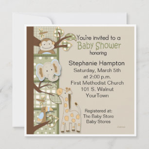 Parchwork in Greens Baby Shower Invitación