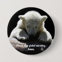 Pare el botón del oso polar del calentamiento del