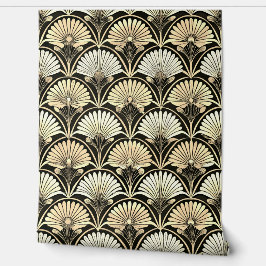 Pared de acento floral con abanico de oro Art Deco