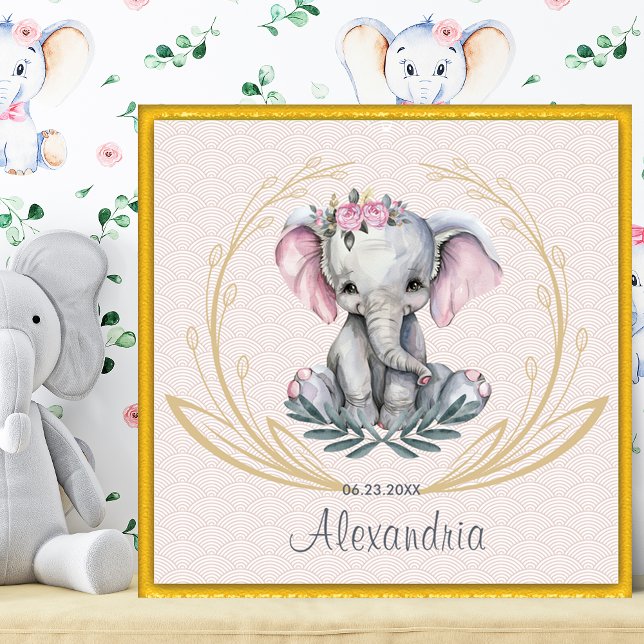 Pared de arte de la guardería elefante para bebés  (Subido por el creador)