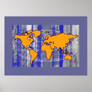 pared de decoración de impresión amarillo mapa-mun