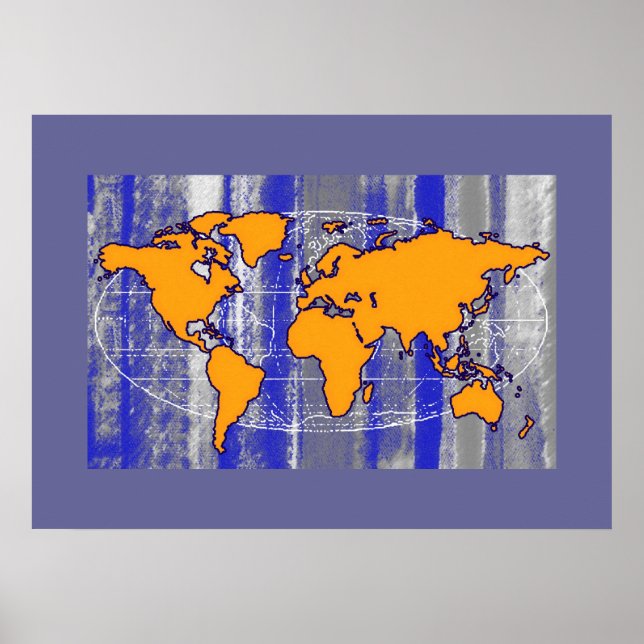 pared de decoración de impresión amarillo mapa-mun (Frente)