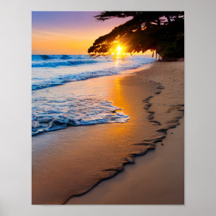 Pared de impresión poster Art Tropical Beach Sunse